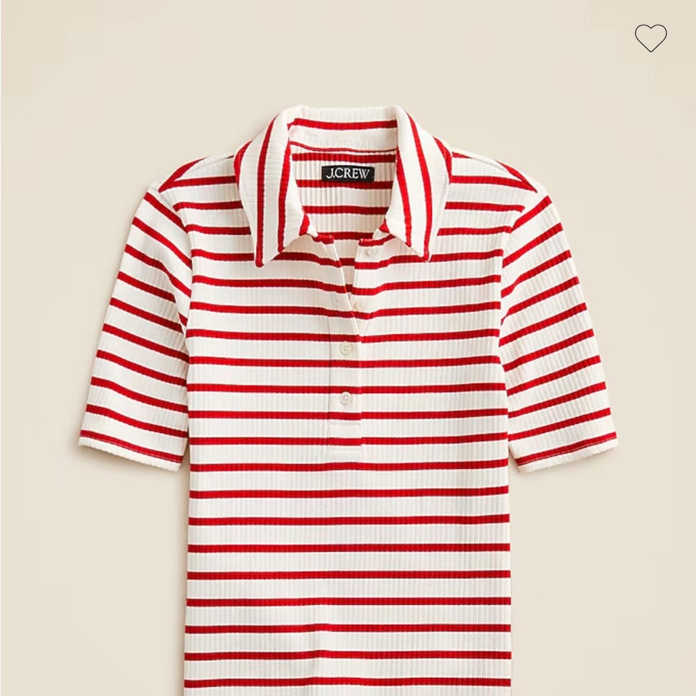 J. Crew Red and Cream Striped Ribbed Polo